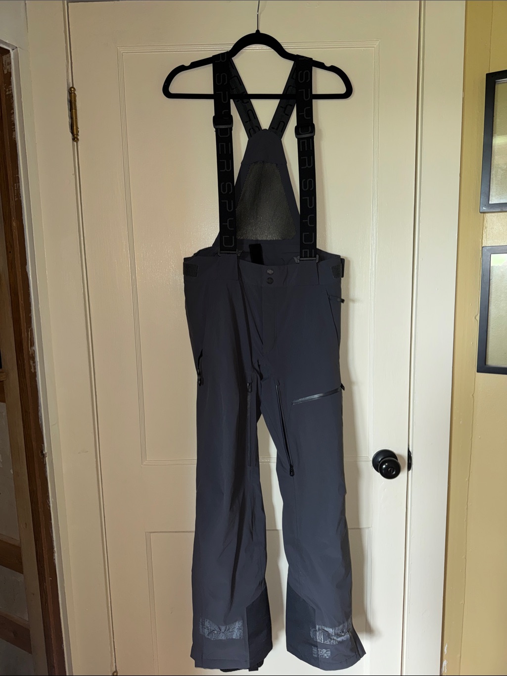 Spyder Black/Charcoal Ski Bib Pants With Branded Suspenders